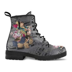 Combat Boots Alice in Wonderland Gifts 44 Colorful Series Birthday Gifts, Gift Idea, Handmade Lace Up Boots, Women's Boots image 4