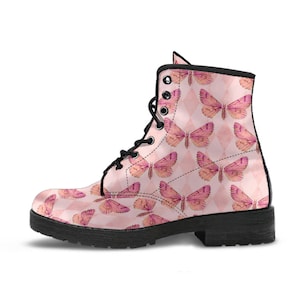 Combat Boots - Butterfly Shoes #110 Grunge Vintage Style | Custom Shoes, Women&#39;s Aesthetic Shoes, Sorority, Vegan Leather Handmade Lace Up