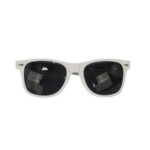 May include: White plastic sunglasses with black lenses.