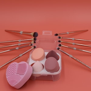Goat Hair Makeup Brush Set | Makeup Sponge Set | Brush Cleaner | Travel Makeup Brush | Makeup Artist Tools | Cosmetic | Beauty Tool