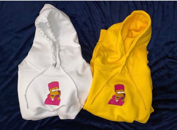 Sudaderas con capucha-Custom bordado Bart Simpson y sudadera | Etsy México
