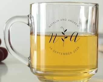 24 pcs - Personalized Coffee Mug - Monogram Wedding Favor Glasses - Unique Personalized Coffee Glass - Wedding Favors - Party Favors -DGN217