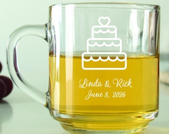 24 pcs - Personalized Coffee Mug - Wedding Cake - Unique Personalized Coffee Glass - Wedding Favors - Gift Ideas - Party Favors - DGN11