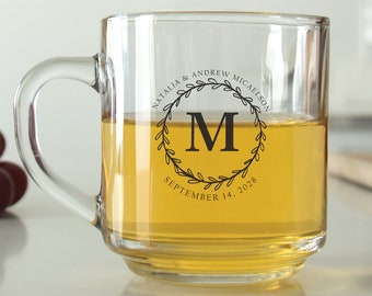 24 pcs - Personalized Coffee Mug - Monogram Initial Wedding Favors - Unique Personalized Coffee Glass - Wedding Favors - Party Favors-DGN219