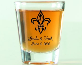 24 pcs - Personalized Shot Glass - Fleur De Lis - Unique Personalized Classic Shot Glass - Wedding Favors - Gift Ideas - Favors - DGN36