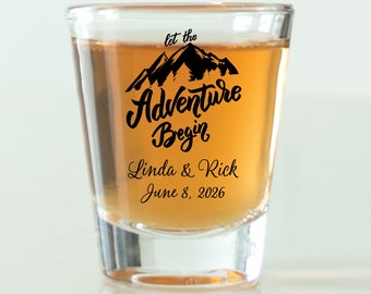 24 pcs - Personalized Shot Glass - Let the Adventure Begin - Unique Personalized Classic Shot Glass - Wedding Favors - Gift Ideas - DGN1