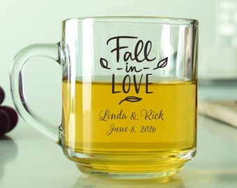 24 pcs - Personalized Coffee Mug - Fall in Love - Unique Personalized Coffee Glass - Wedding Favors - Gift Ideas - Party Favors - DGN35