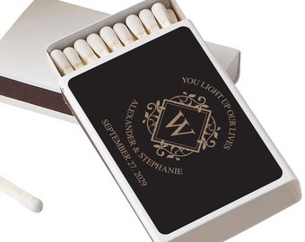 BULK Wedding Matches - Monogram Initial Match Box - Wedding Favor Match Boxes - Custom Party Favors - Wedding Favor Ideas - Sold in 50pcs