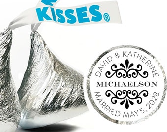 Personalized Wedding Hershey Kisses Labels Only - Personalized Chocolates - Customized Chocolates - Personalized Wedding Stickers - 108pcs