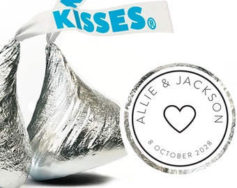 Personalized Wedding Hershey Kisses Labels Only - Personalized Chocolates - Customized Chocolates - Personalized Wedding Stickers - 108pcs