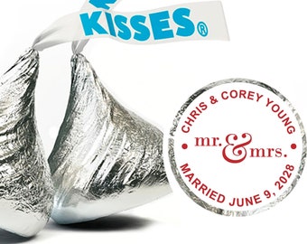 Personalized Wedding Hershey Kisses Labels Only - Personalized Chocolates - Customized Chocolates - Personalized Wedding Stickers - 108pcs