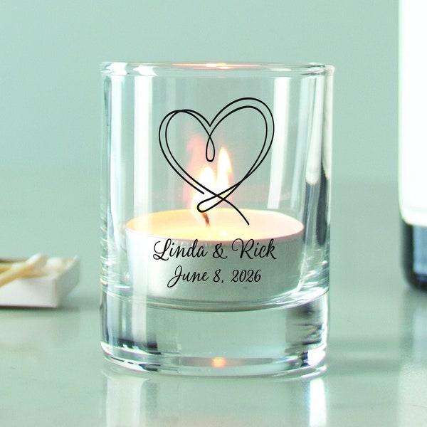 24 pcs - Personalized Votive Holder - Heart Shape Design - Unique Personalized Candle Votive Holder - Wedding Favors Gift Ideas - DGN39