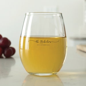 36 pcs - Personalized 9 oz. Stemless Wine Glass - Last Name Wedding Favors - Unique Personalized Stemless Wine Glass - Wedding Favors-DGN253