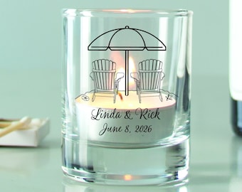 24 pcs - Personalized Votive Holder - Beach Chairs - Unique Personalized Candle Votive Holder - Wedding Favors Gift Ideas - DGN7