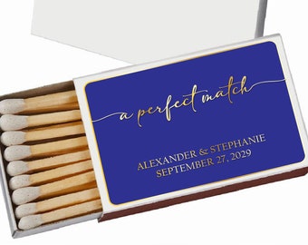 BULK Wedding Matches - A Perfect Match Design - Wedding Favor Match Boxes - Custom Party Favors - Wedding Favor Ideas - Sold in 50pcs