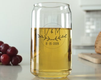 36 pcs - Personalized Can Glass - Monogram Circle Glasses - Unique Personalized Can Cooler - Wedding Favors - Beer Can Glass - DGN214