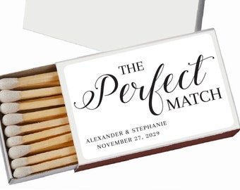 BULK Wedding Matches - A Perfect Match Design - Wedding Favor Match Boxes - Custom Party Favors - Wedding Favor Ideas - Sold in 50pcs