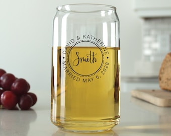 36pcs - Personalized Can Glass - Wedding Circle Monogram - Personalized Can Cooler - Wedding Favors - Beer Can Glass - Party Favors - DGN203