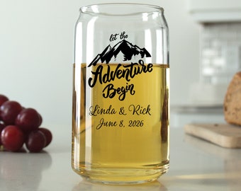 36 pcs - Personalized Can Glass - Let the Adventure Begin - Unique Personalized Can Cooler - Wedding Favors - Beer Can Glass - Favors - DGN1