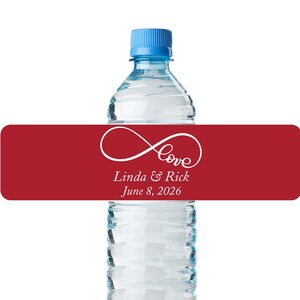 24pcs - Bulk Water Bottle Labels Stickers - Infinite Love Design Water Proof Bottle Band Labels Stickers Wedding Decor Favor DIY Water Label