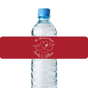 24pcs - Bulk Water Bottle Labels Stickers - Heart Plane Design Water Proof Bottle Band Label Stickers - Wedding Decor Favor DIY Water Label