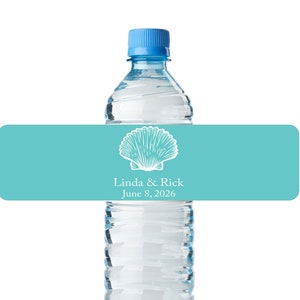 24pcs - Bulk Water Bottle Labels Stickers - Seashell Design Water Proof Bottle Band Labels Stickers - Wedding Decor Favor DIY Water Labels