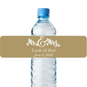 24pcs - Bulk Water Bottle Labels Stickers - MR & MRS Design Water Proof Bottle Band Labels Stickers Wedding Decor Favor DIY Water Label