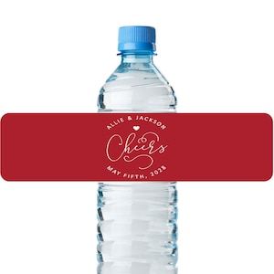 24pcs - Bulk Water Bottle Labels Stickers - Cheers Design Water Proof Bottle Band Labels Stickers - Wedding Decor Favor DIY Water Labels