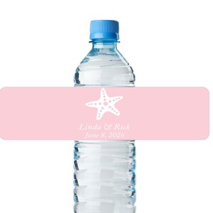 24pcs - Bulk Water Bottle Labels Stickers - Starfish Design Water Proof Bottle Band Labels Stickers - Wedding Decor Favor DIY Water Labels