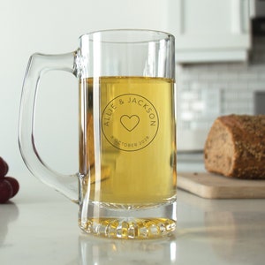 24 pcs - Personalized 12 oz. Beer Mug - Heart Monogram Favors - Unique Personalized Beer Sports Mug - Wedding Favors - Gift Ideas - DGN246