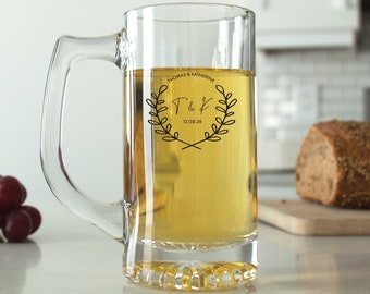 24 pcs - Personalized 12 oz. Beer Mug - Monogram Wedding Glasses - Unique Personalized Beer Sports Mug- Wedding Favors - Gift Ideas - DGN210