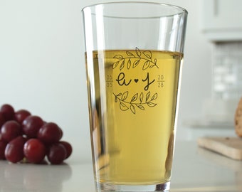 24 pcs - Personalized 16 oz. Pint Glass - Branch Monogram Favors - Unique Personalized Pint Glass - Wedding Favors - Gift Ideas - DGN238