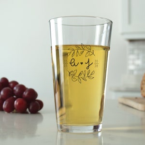 24 pcs Personalized 16 oz. Pint Glass Branch Monogram Favors Unique Personalized Pint Glass Wedding Favors Gift Ideas DGN238 image 1