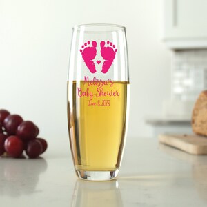 24 pcs - Personalized Stemless Champagne Flutes - Baby Feet - Unique Stemless Champagne Flute - Baby Shower Favors - Gift Ideas - DGN194