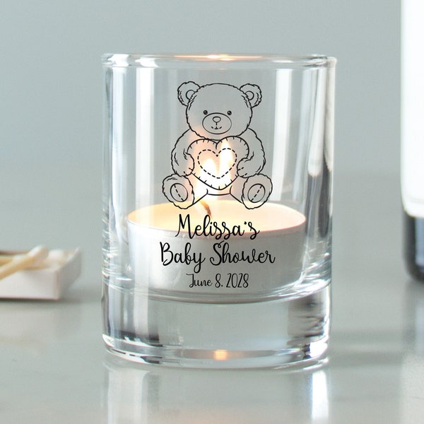 24 pcs - Personalized Votive Holder - Teddy Bear - Unique Personalized Candle Votive Holder -Baby Shower Favors - Baby Gifts - DGN145