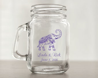 24 Pcs - Personalized Mini Mason Jar - Elephant - Unique Mini