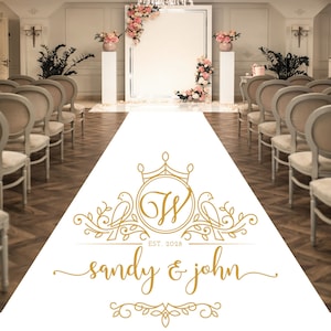 Personalized Wedding Aisle Runners - Wedding Elegant Frame Design Names and Date - Entrance Format Plain White Entrance Aisle Runner Decor