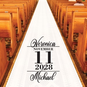 Personalized Wedding Aisle Runners - Names and Date Design - Entrance Format - Plain White Aisle Runner - Best Wedding Aisle Runner Ideas