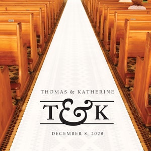 Personalized Wedding Aisle Runners - Modern Monogram Design - Entrance Format - Plain White Aisle Runner - Best Wedding Aisle Runner Ideas