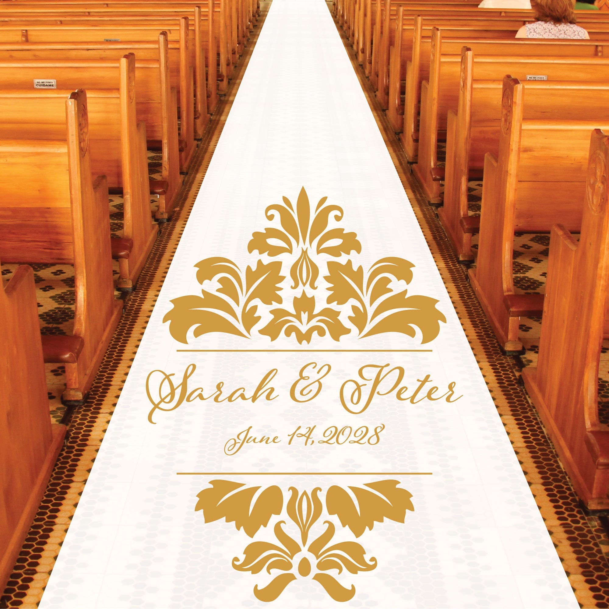 Personalized Wedding Aisle Runners Elegant Demask Wedding Etsy