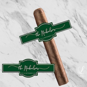18pcs - Bulk Custom Cigar Band Labels - Fancy Script Wedding Cigar Band Labels Stickers - Wedding DIY Cigar Band - Wedding Cigar Bar Favors
