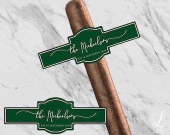 18pcs - Bulk Custom Cigar Band Labels - Fancy Script Wedding Cigar Band Labels Stickers - Wedding DIY Cigar Band - Wedding Cigar Bar Favors