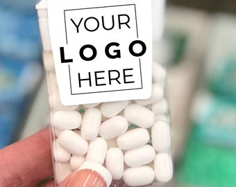 Custom Add Your Logo Design - Tic Tac Stickers Labels with Perf Cuts - Wedding Tic Tac Favor Sticker - Tic Tac Labels - LABELS ONLY 36pcs
