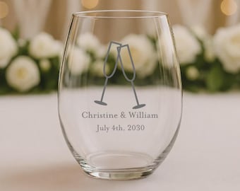 24pcs Personalized Stemless Wine Glasses - Champagne Flutes Icon - Wedding Favors - WS888