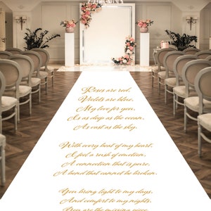 Personalized Wedding Love Poem, Vows, Lyrics, Bible Verses Aisle Runner - Entrance Scroll Format Plain White Entrance Aisle Runner Decor