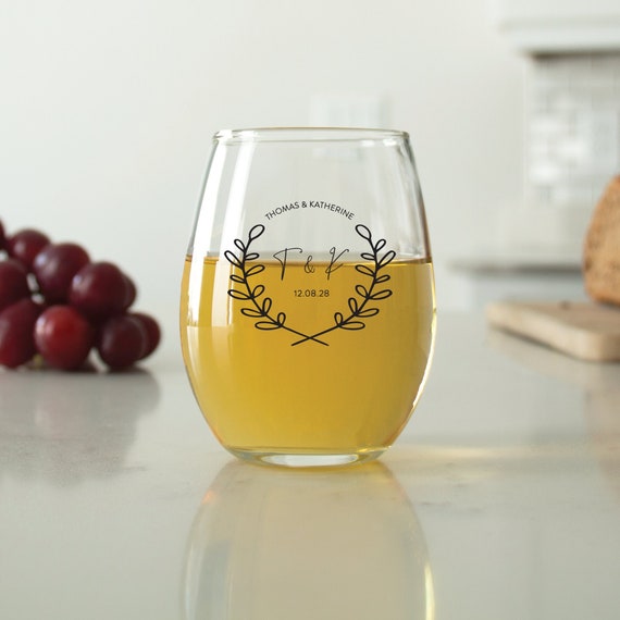 24 Pcs - Personalized 9 Oz. Stemless Wine Glass -monogram Wedding Glasses -  Unique Personalized Stemless Wine Glass -wedding Favors - DGN210 - Etsy
