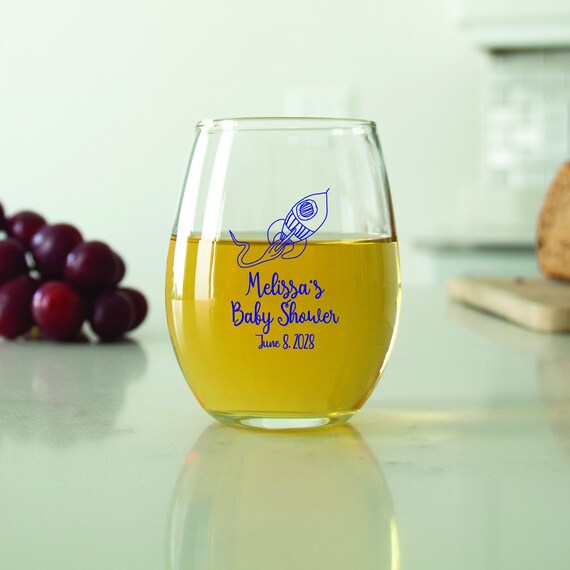 24 Pcs - Personalized 9 Oz. Stemless Wine Glass - Rocket Ship - Unique  Personalized Stemless Wine Glass - Cute Baby Shower Favors - DGN159 - Etsy  Israel
