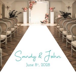 Personalized Wedding Aisle Runners - Wedding Minimalist Modern Design Names, Date - Entrance Format Plain White Entrance Aisle Runner Decor