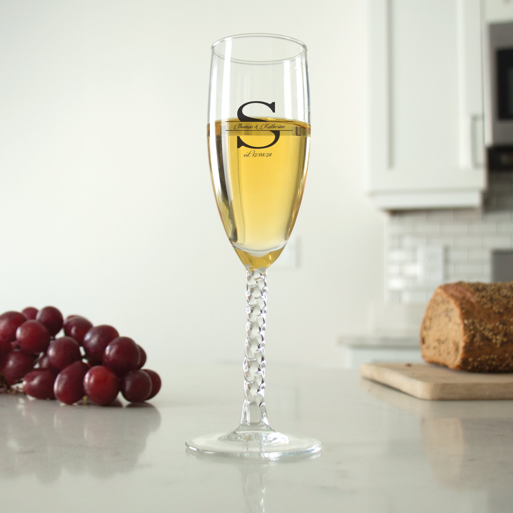 24 pcs Personalized Twisted Stem Champagne Flute Split Etsy