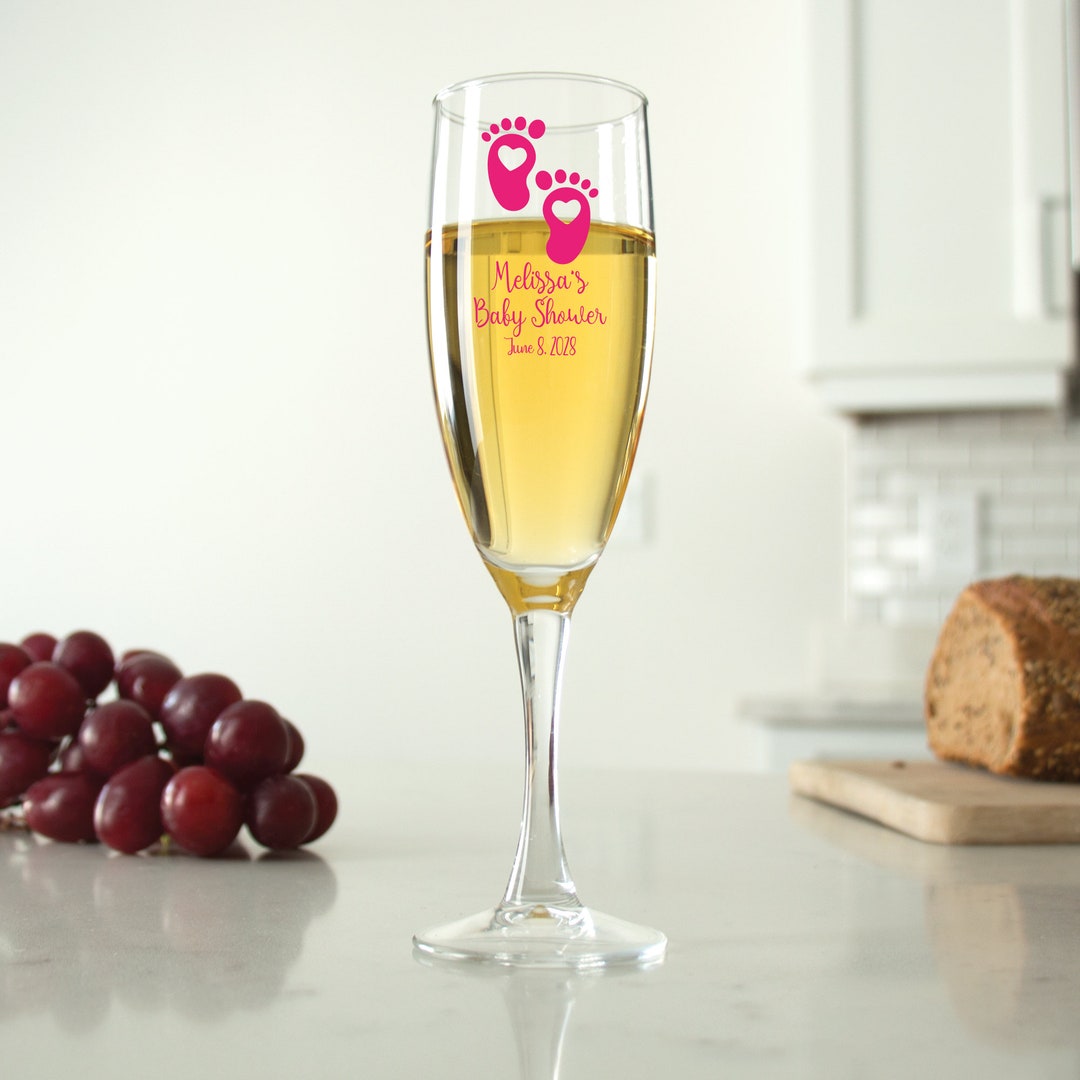 24 Pcs Personalized Champagne Flute Love Baby Feet Unique Personalized